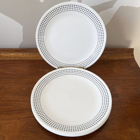 Set of 4 Corelle Bayside Dots Salad Plates Navy Blue USA 8.5" Corning Retired - Picture 1 of 7